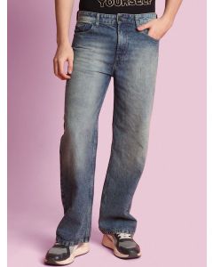 Bene Kleed Men Ecru Wide Leg Mid Rise Jeans