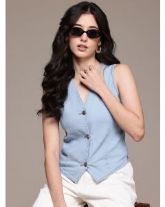 Nifty V-Neck Denim Waistcoat