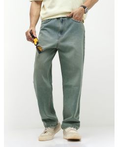 Urbano Fashion Men Blue Loose Baggy Fit Heavy Washed Non-Stretchable Jeans