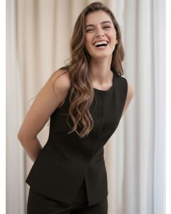 Moda Rapido Women Blue Sleeveless Slim Fit Formal Waistcoat