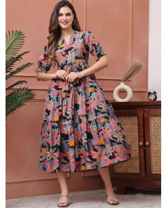 Claura Women Floral Printed Fit & Flare Midi Dress