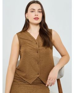 Styli Woven Design V-Neck Woven Waistcoat