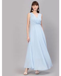 aayu V Neck Sleeveless Georgette Maxi Dress